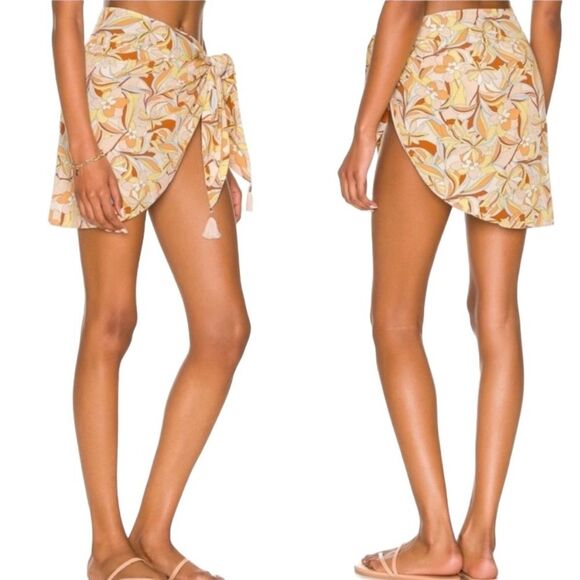 L*Space Salinas Sarong Tropical Floral Coverup Skirt Tie Waist Tassel Soulshine - Picture 2 of 14